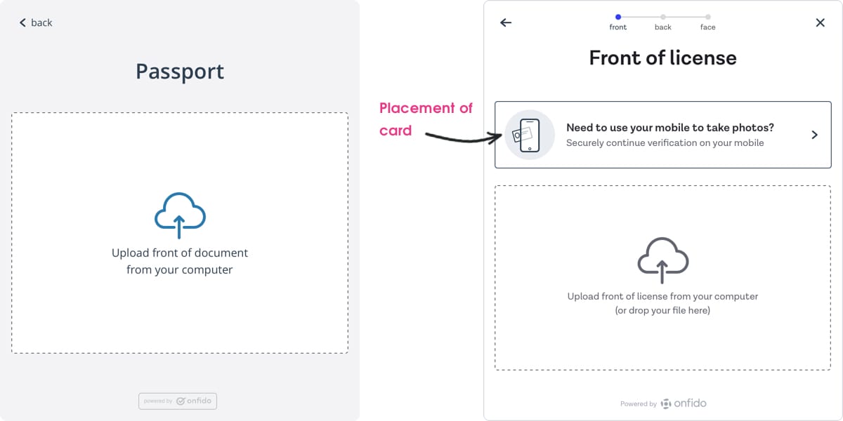 The cross device selection card was placed in the narrow space between the screen title and the upload module.