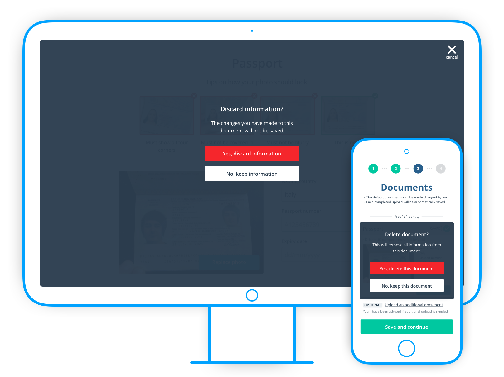 Screens-shots of document error screens on both desktop and mobile.