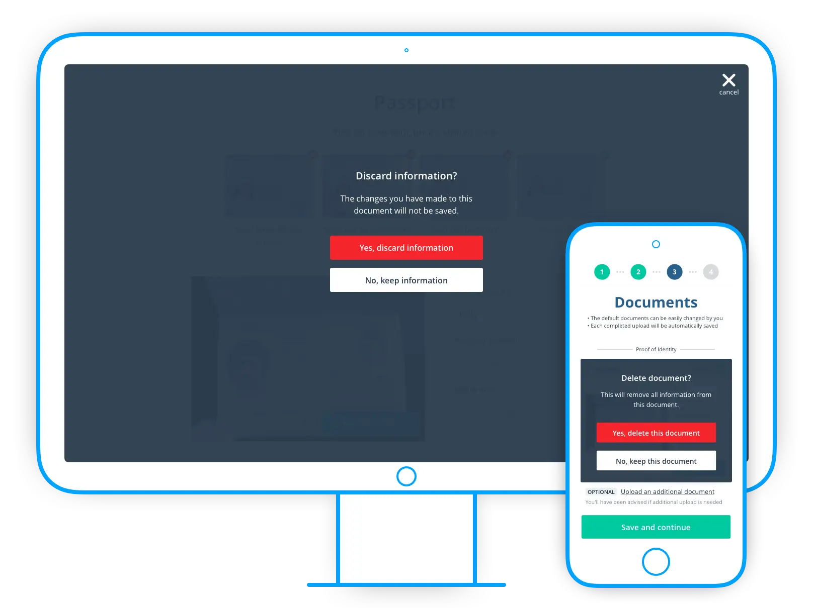 Screens-shots of document error screens on both desktop and mobile.