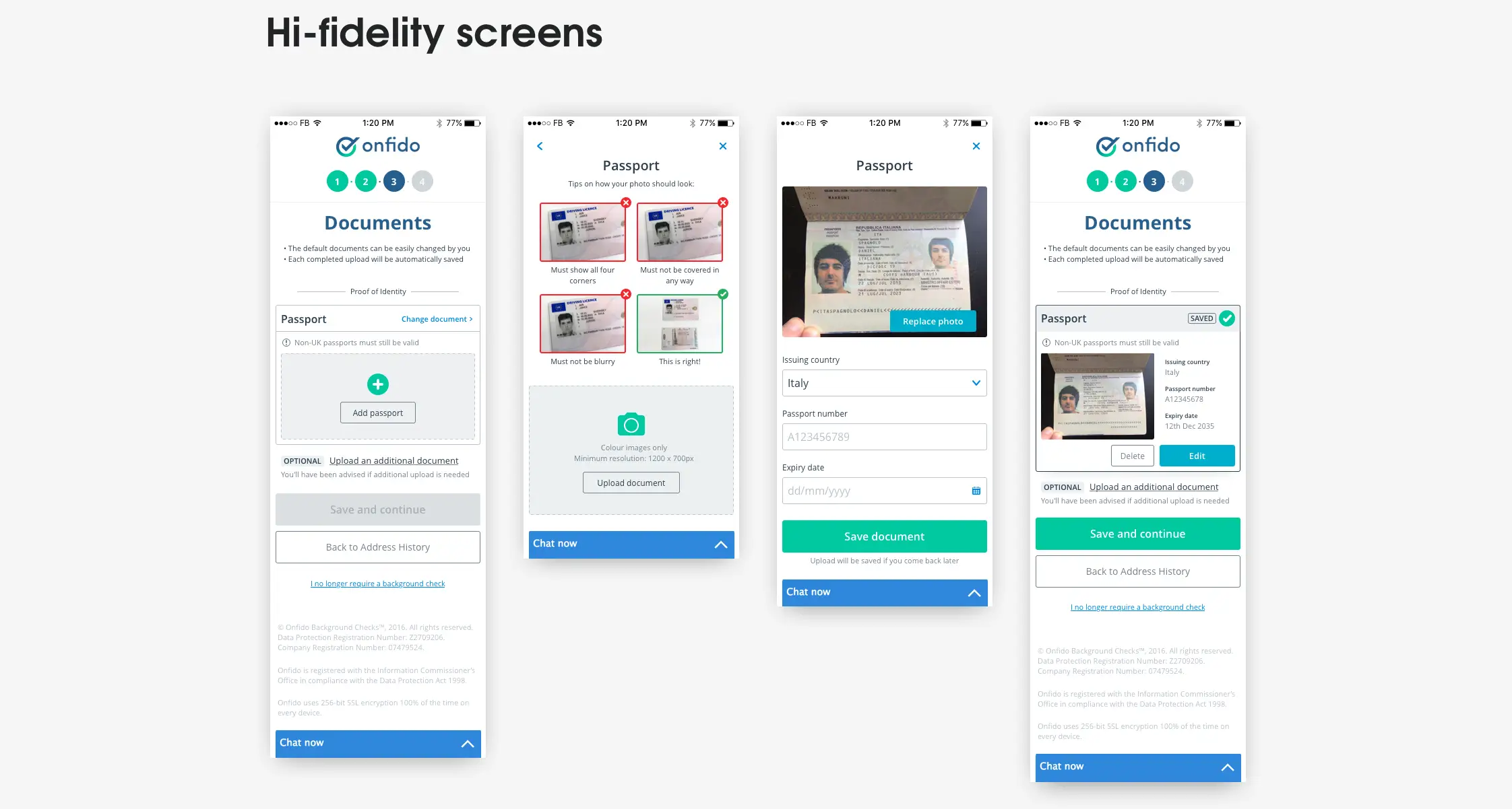 Final UI showing document upload flow on mobile